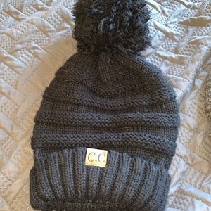 Black Pom CC beanie